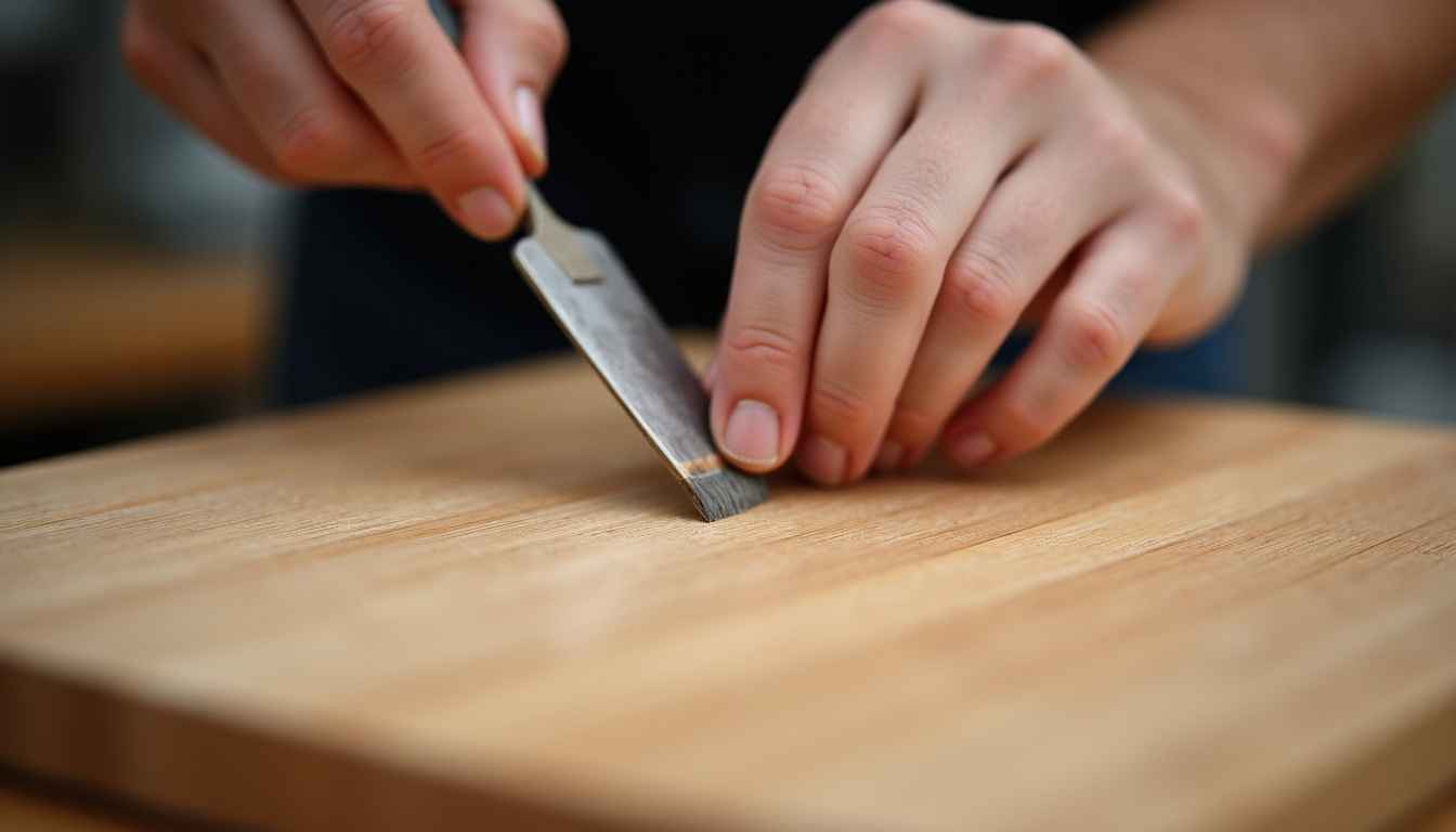 Artisan appliquant une finition d