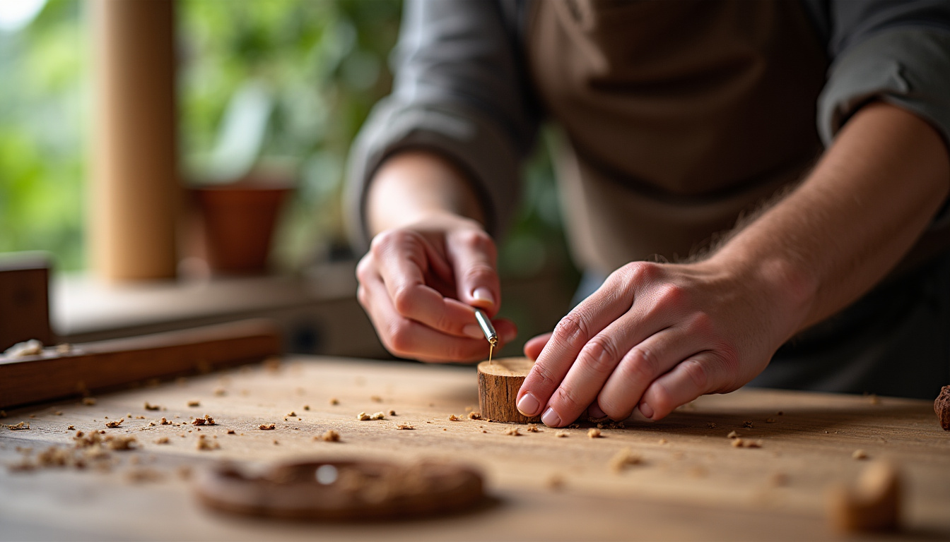 Artisans de Lurin Menuiserie à Saint-Barth travaillant sur une pièce en bois exotique