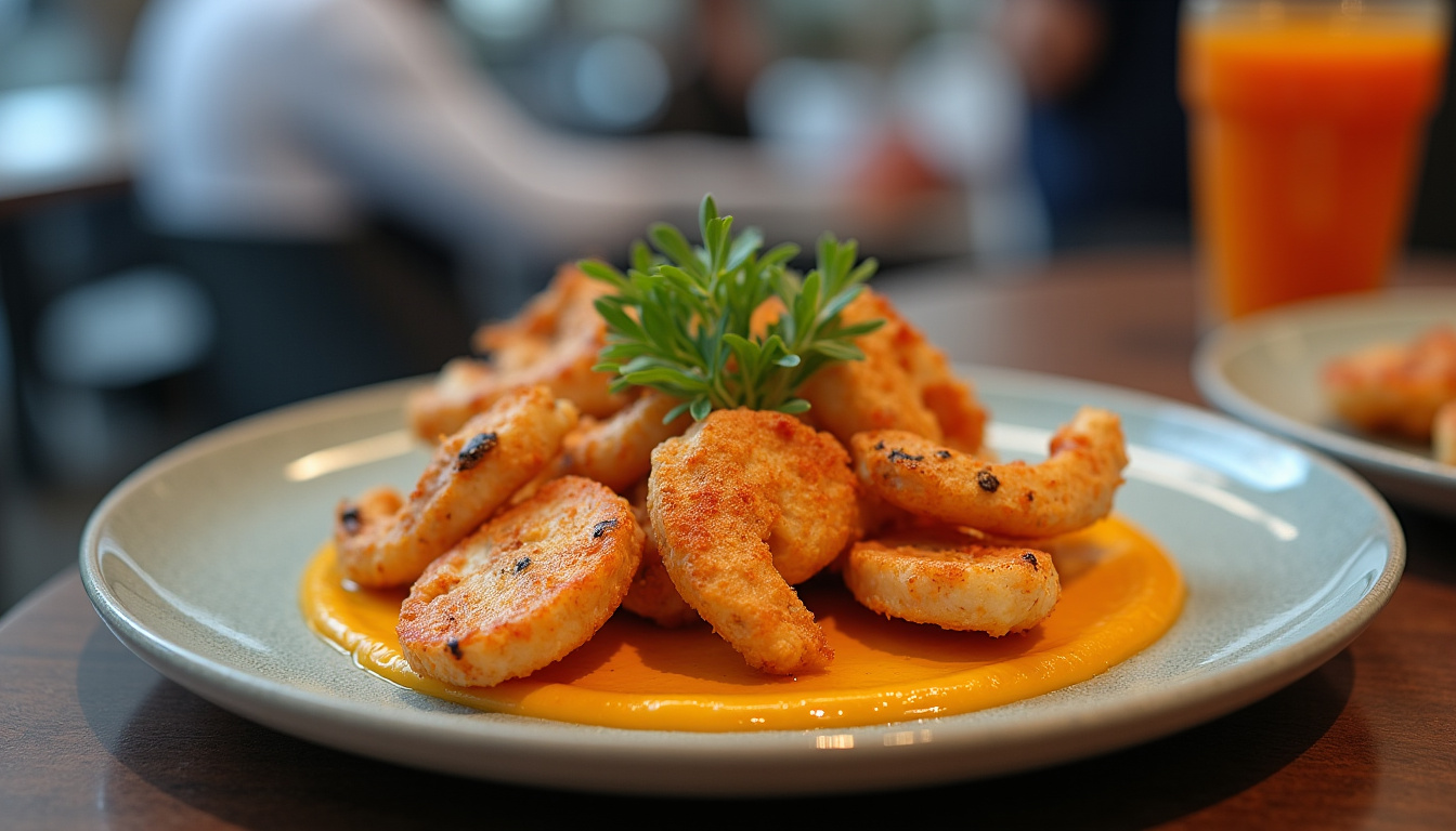 Assiette de poisson grillé et crabe farci au curry servi à Fish Corner à Saint-Barth