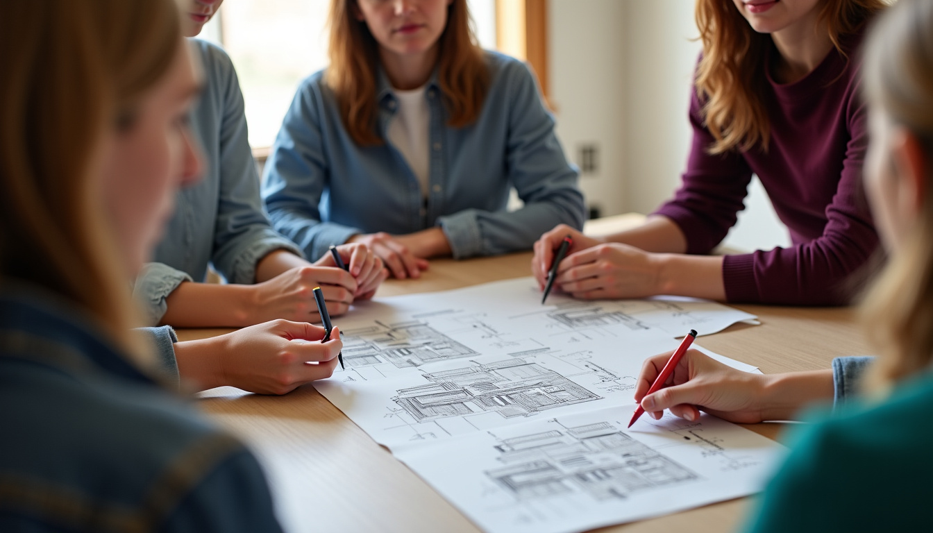 Atelier de Feng Shui animé par Coccoloba à Saint-Barth avec participants en cercle autour d’un plan de maison