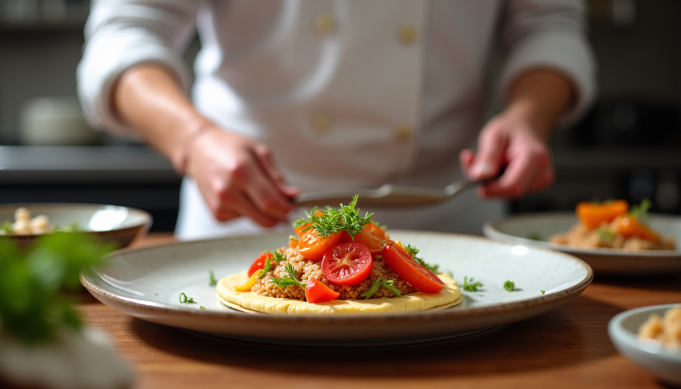 Chef utilisant des techniques traditionnelles pour préparer un plat COCCOLOBA
