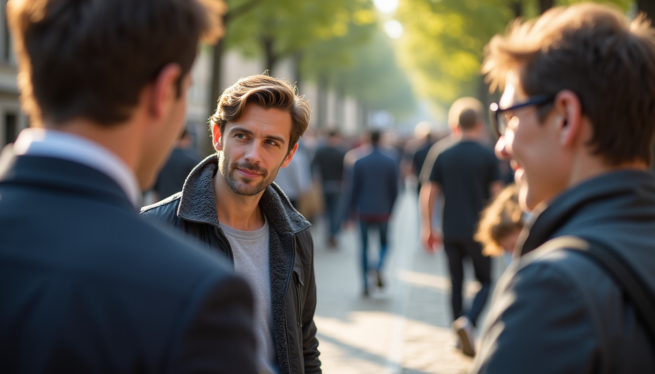 Christian Hardelay en discussion sincère avec un jeune lors d