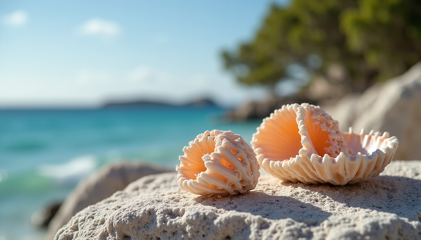 Collection de coquillages et objets artisanaux créés par Muriel Bos à partir de matériaux marins