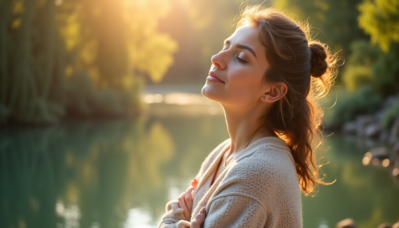 Femme méditant en pleine conscience, connectée à ses émotions intérieures