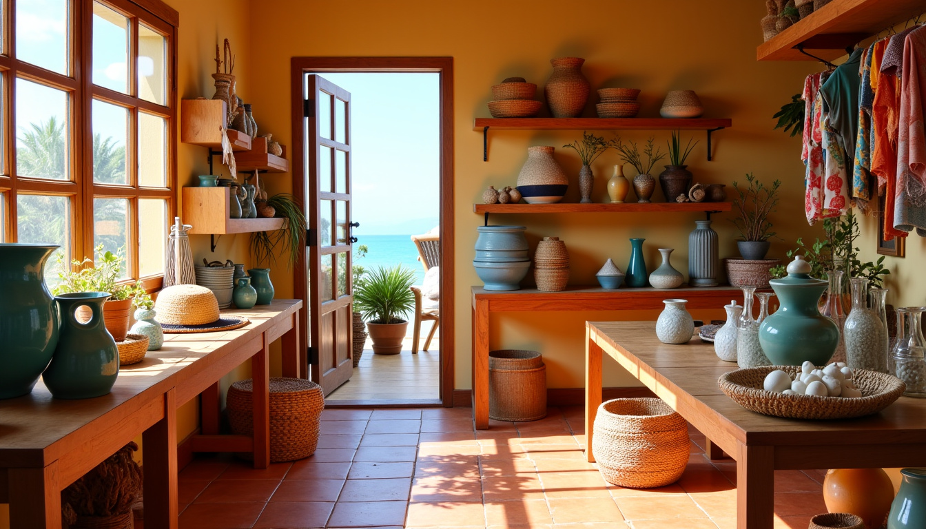 Intérieur de la boutique Miwaca By Calou à la Baie des Citrons, Saint-Barth, présentant des créations artisanales locales
