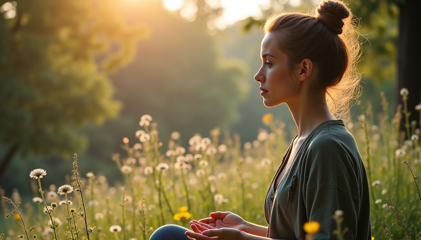 Océane Laplace guidant une séance de méditation en pleine nature en milieu urbain