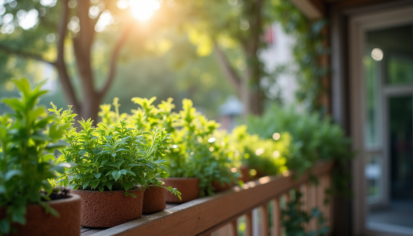 Petit balcon végétalisé avec jardinières en bois et plantes mellifères, réalisé par Coccoloba pour un particulier en 2026