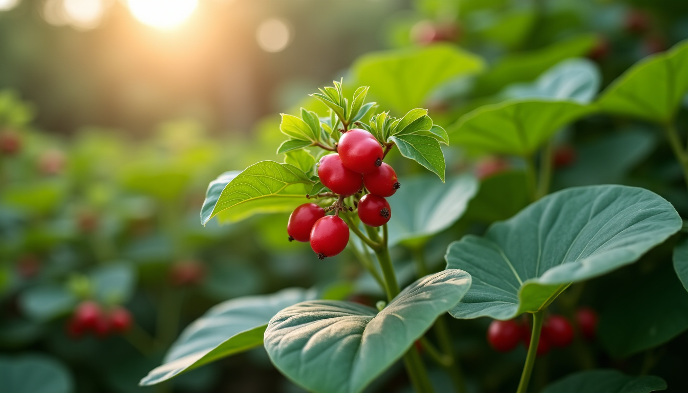 Plante Coccoloba uvifera en milieu naturel, montrant ses larges feuilles en forme de disque et ses grappes de fruits rouges