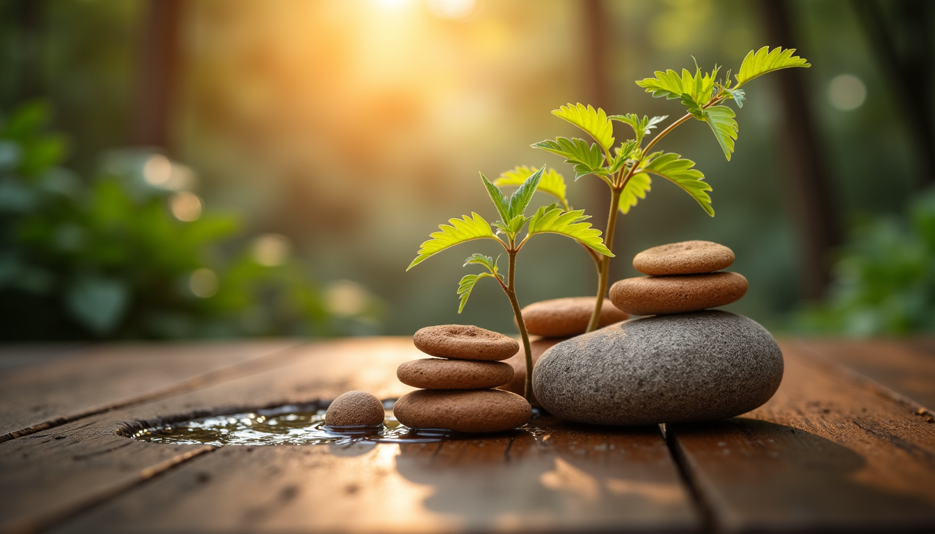 Représentation visuelle des cinq éléments du Feng Shui (Bois, Feu, Terre, Métal, Eau) en interaction cyclique