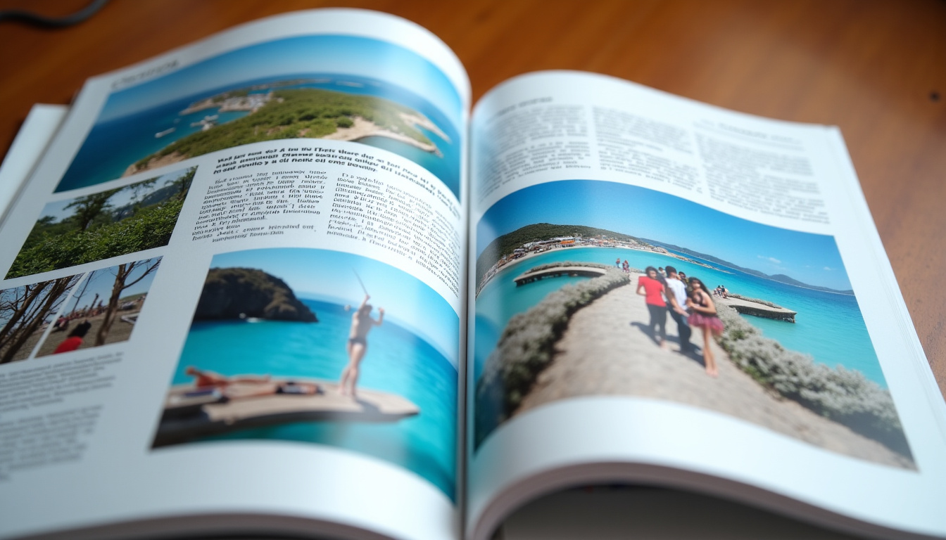 Revue Coccoloba ouverte sur un article, montrant une mise en page élégante avec photos de Saint-Barth et texte en français