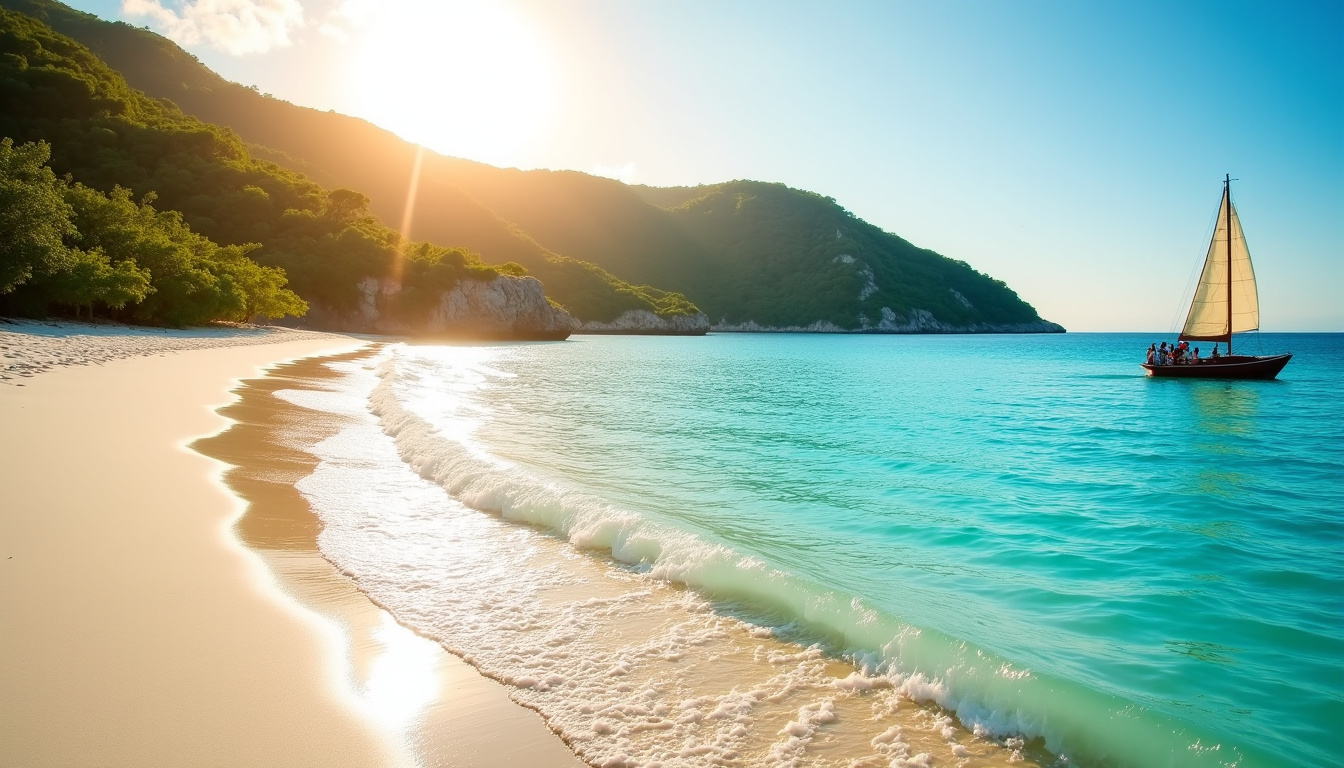 Sable blanc immaculé et eaux turquoise de l