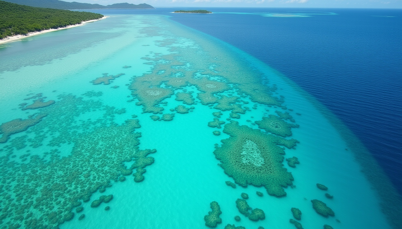 Vue aérienne de la réserve naturelle marine de Saint-Barthélemy avec ses zones protégées