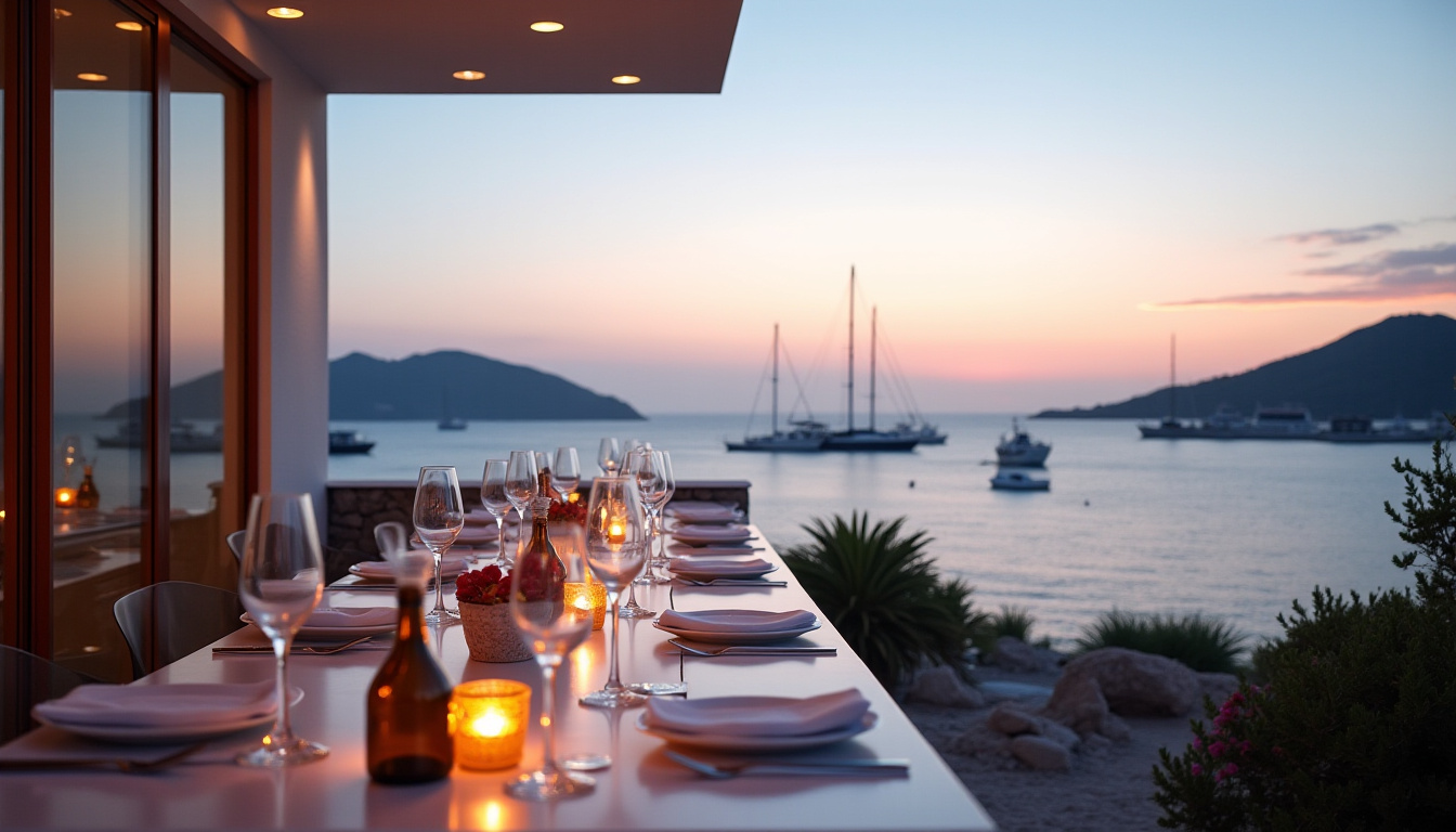 Vue panoramique du restaurant Bonito dominant le port de Gustavia à Saint-Barth