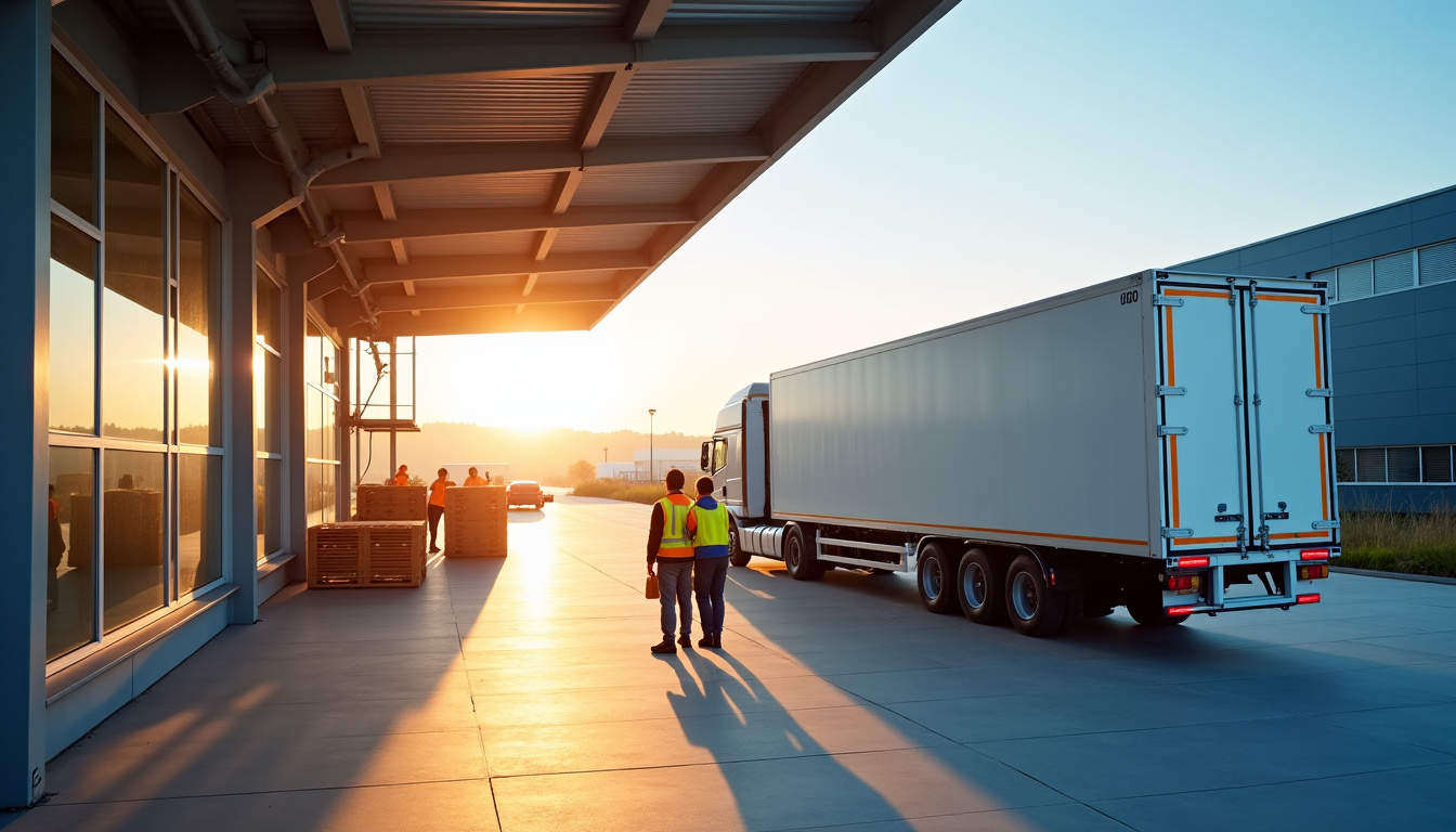 Centre logistique Würth en France avec camions en chargement et entrepôt moderne