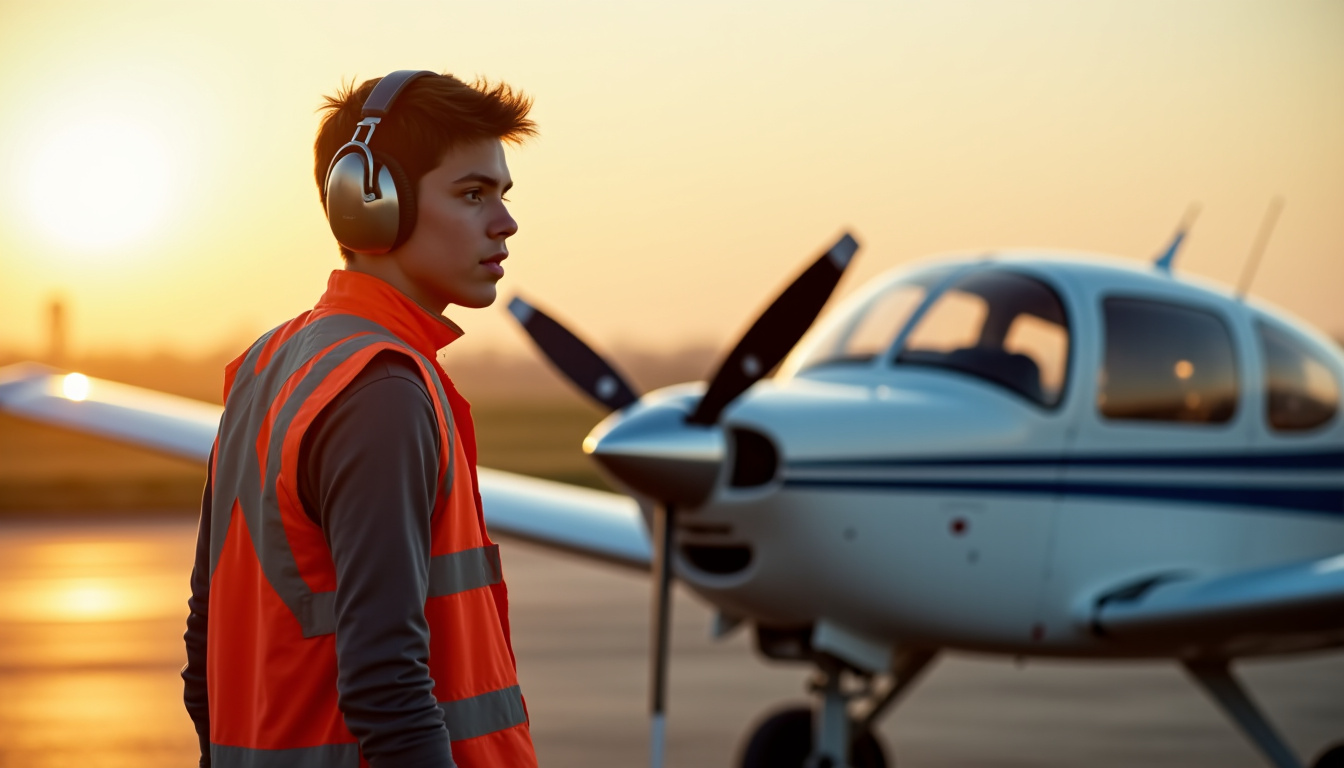 Élève pilote en formation sur un petit avion à l’aéroport de Valenciennes - Charles-Nungesser