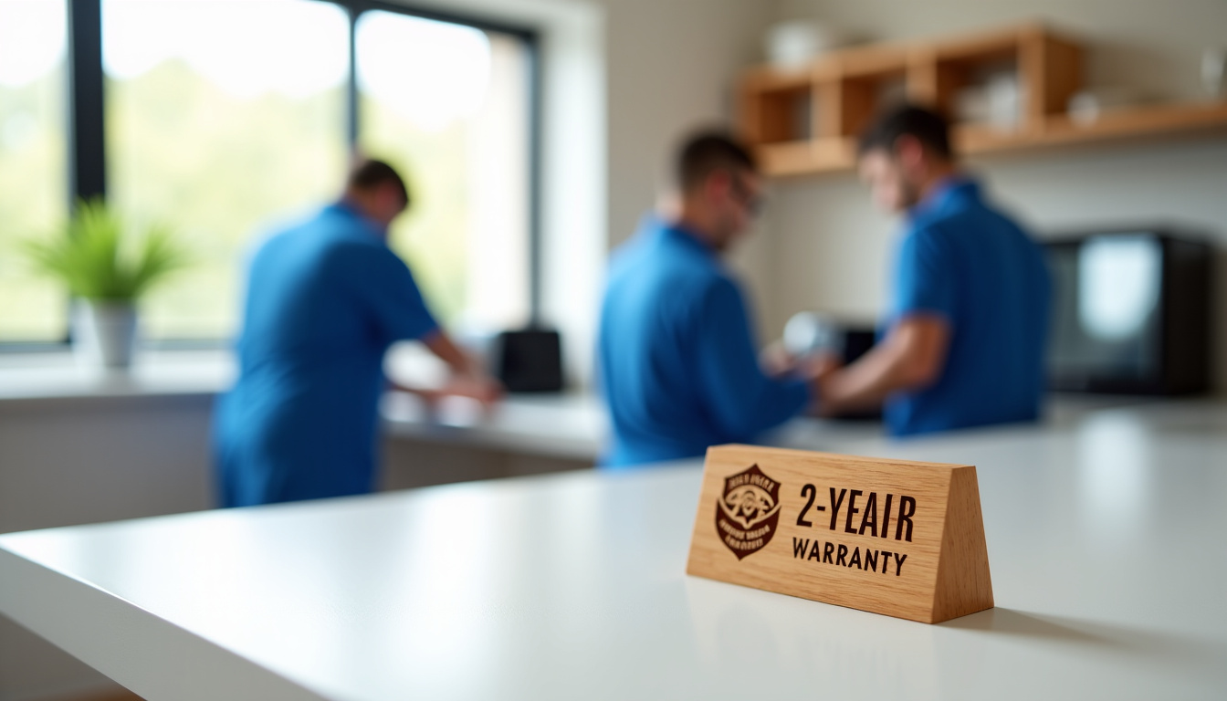 Illustration du service client Ninja, montrant un centre de réparation agréé et le logo de garantie de 2 ans