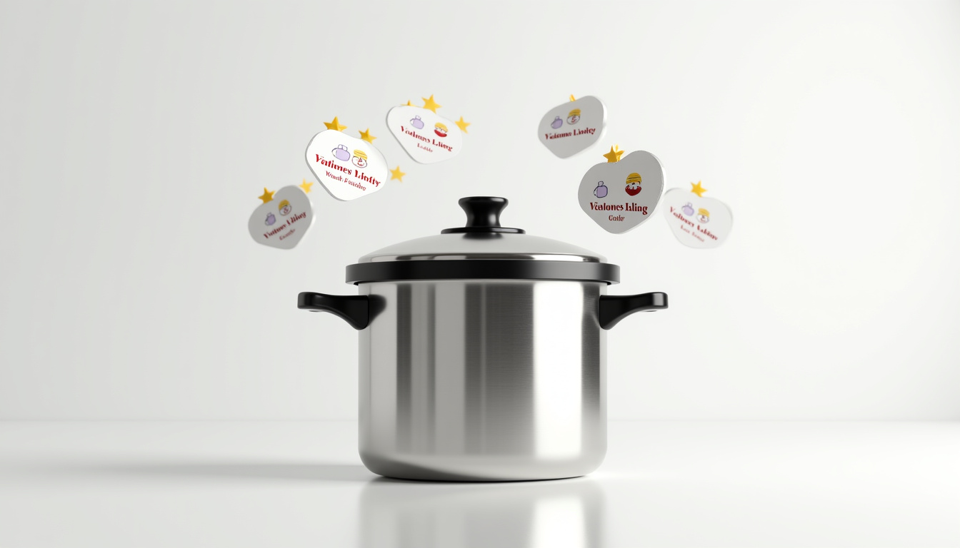 Interface d’un site de vente en ligne montrant une cocotte-minute avec avis clients et certification visible