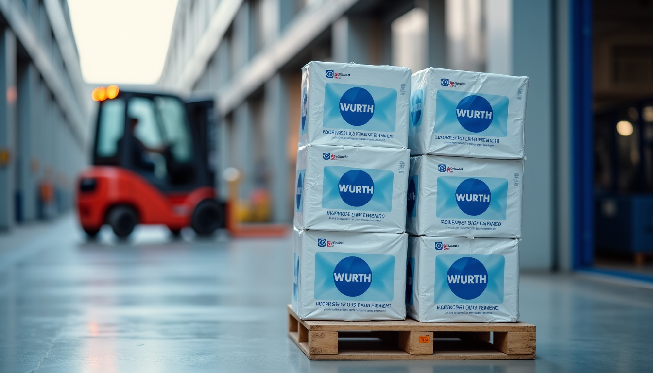 Palette d’emballages réutilisables Würth utilisés lors d’une livraison en entreprise