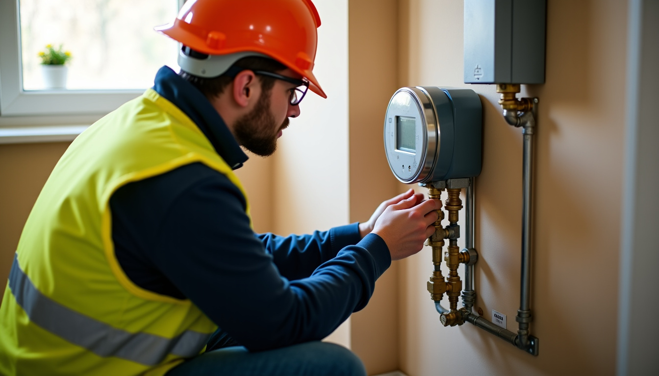 Technicien GRDF intervenant pour la mise en service d’un compteur de gaz dans un logement