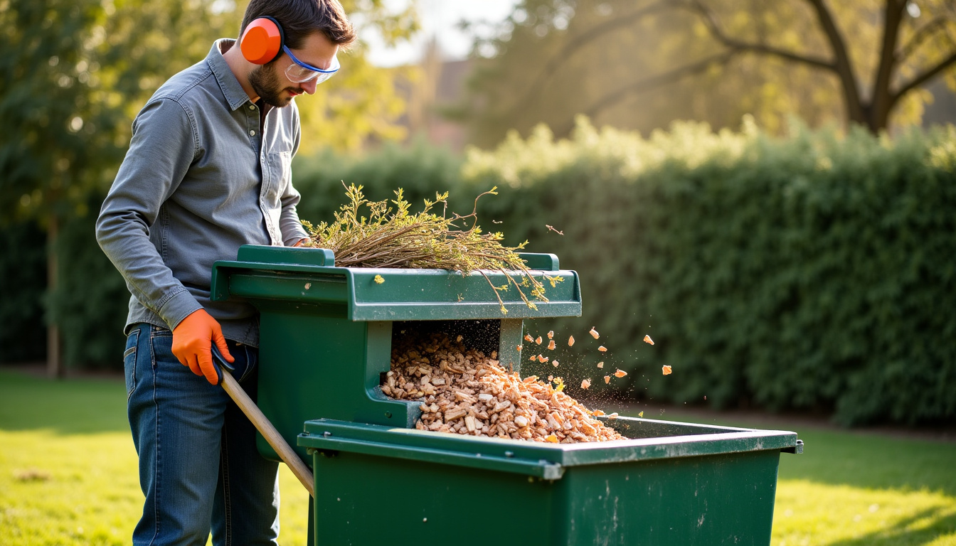 Utilisation d’un broyeur de végétaux avec équipement de protection individuelle
