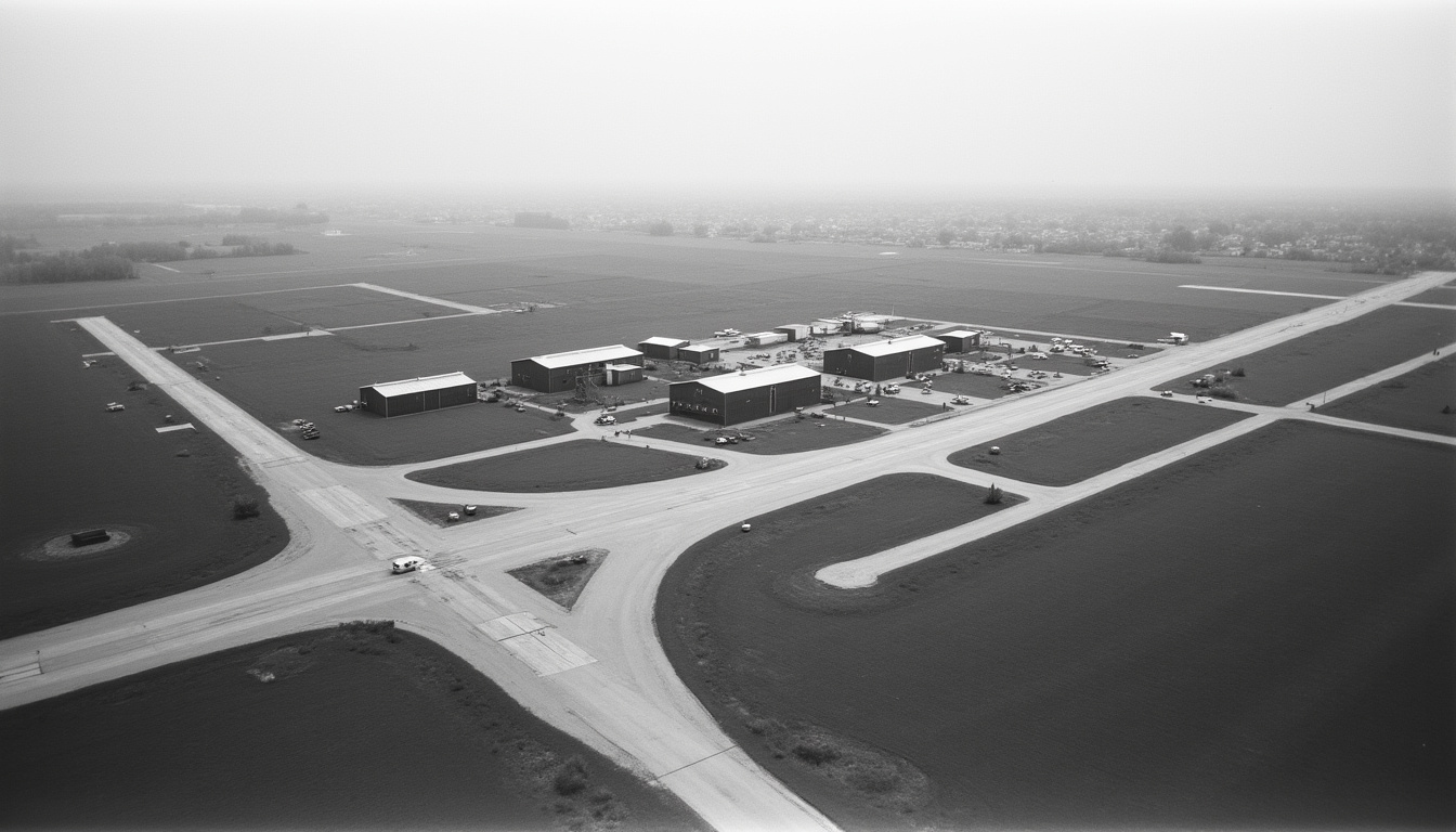 Vue aérienne ancienne de l’aéroport de Valenciennes - Charles-Nungesser dans les années 1940