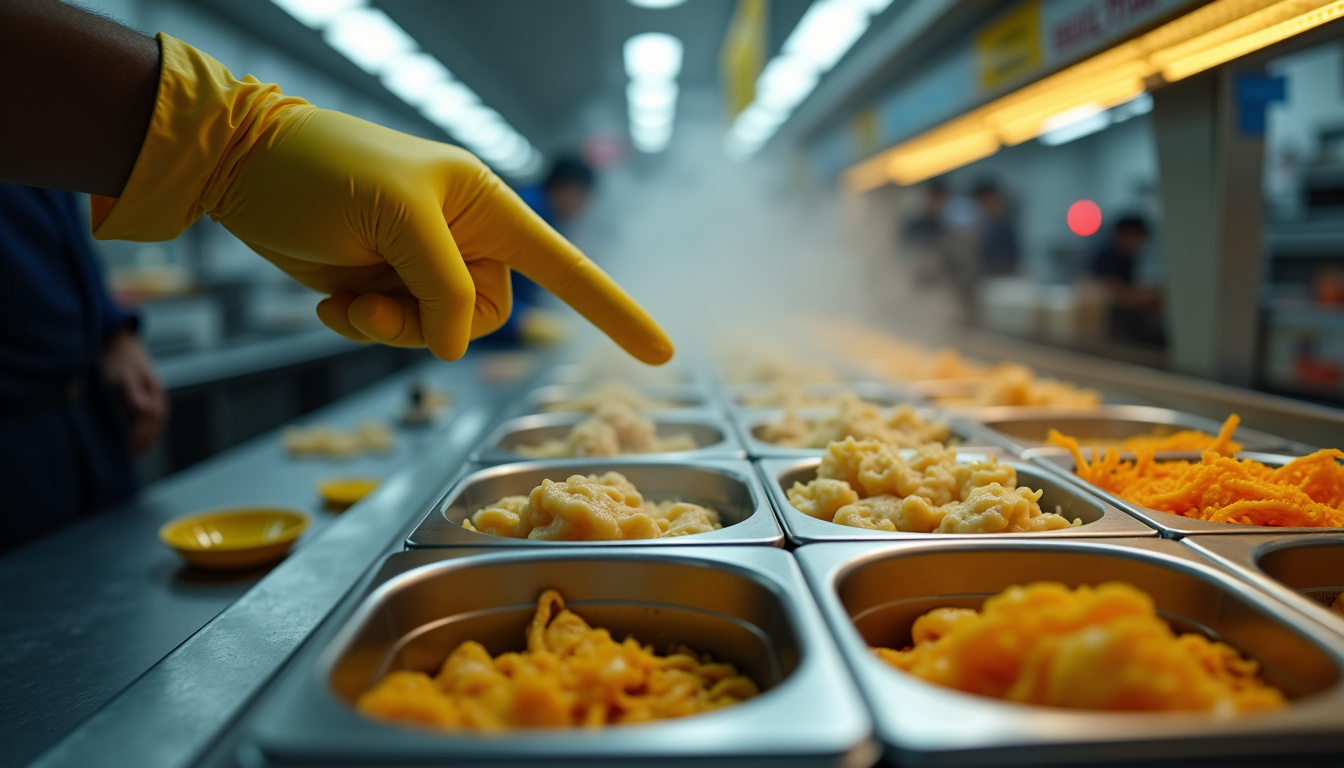 Inspection visuelle d’un buffet asiatique par les agents sanitaires