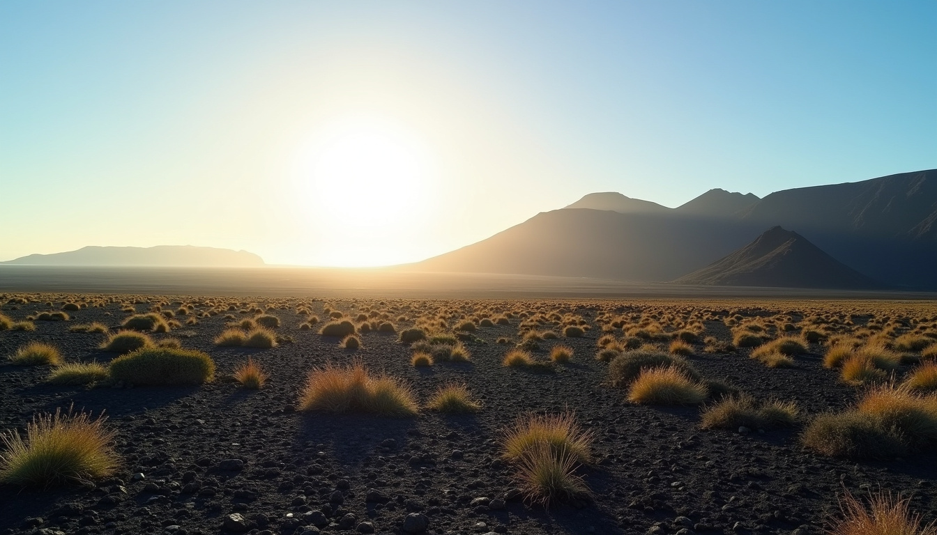 Ciel dégagé sur Lanzarote en février, avec paysage volcanique et lumière douce