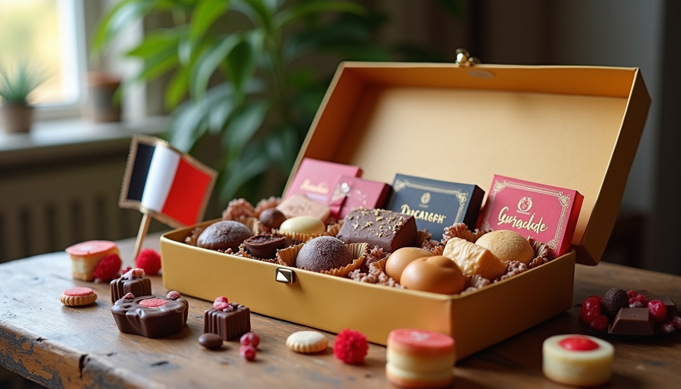 Coffret cadeau de gourmandises internationales prêt à offrir