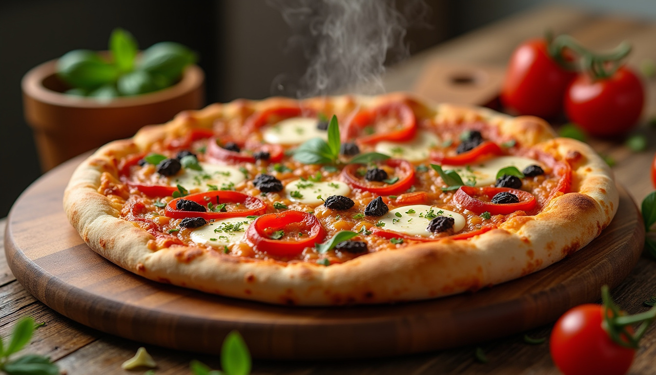 Pizza végétarienne garnie d