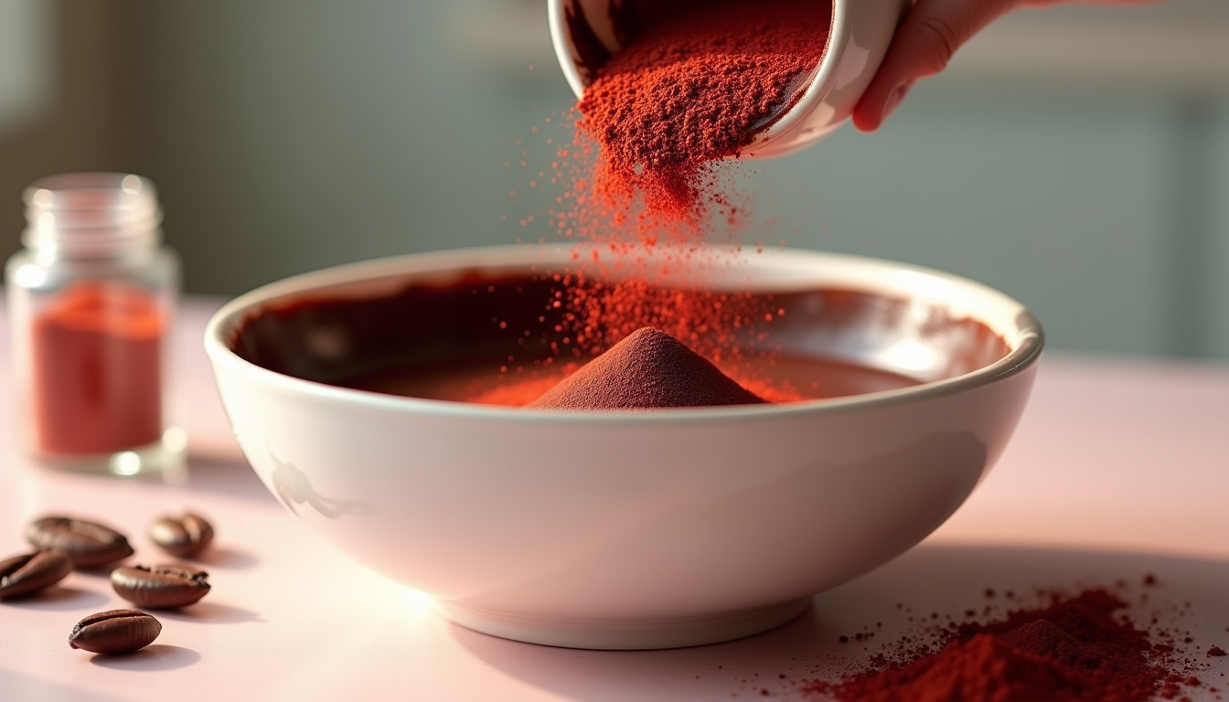 Préparation du chocolat fondu avec ajout de colorant alimentaire en poudre