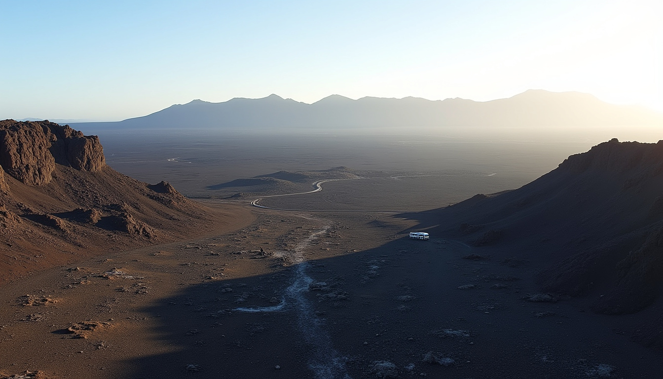 Visite du parc national de Timanfaya en avril, avec bus touristique et paysage volcanique