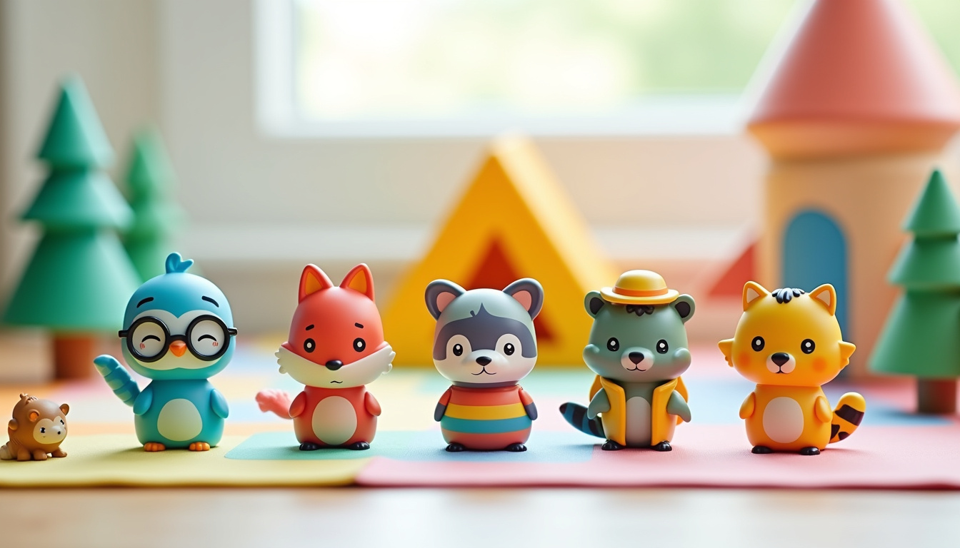 Illustration des personnages emblématiques du magazine Abricot: Blou, Maki, Indri, Loris et la famille Vadrouille