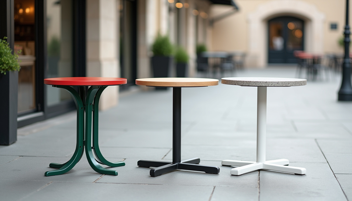 Comparaison visuelle des différents modèles de tables bistrot: Fermob, Matière Grise, GR INOVA