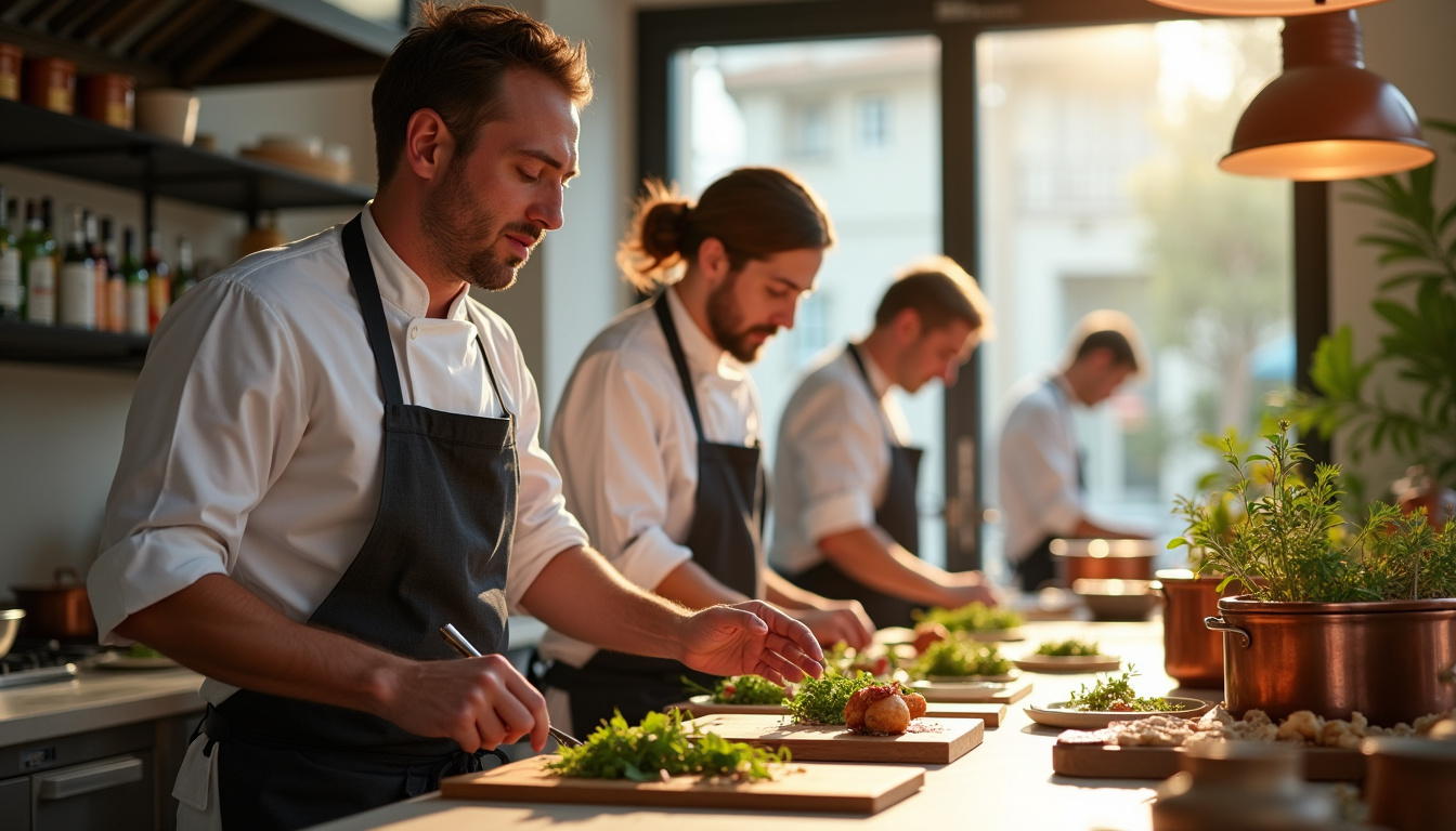 Portrait de l'équipe des chefs des Agitateurs à Nice en cuisine