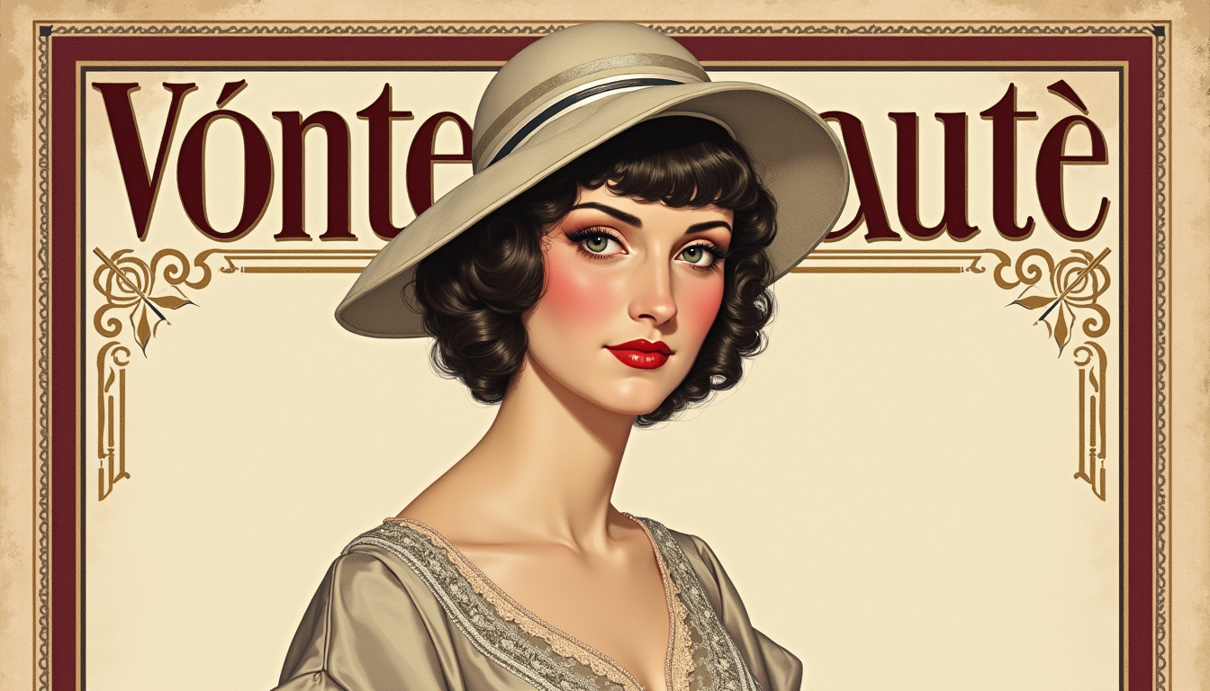 Reproduction d'une ancienne couverture du magazine Votre Beauté des années 1930, illustrant les canons de beauté de l'époque